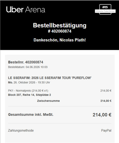Ticket für 2026 sserafim - 1,