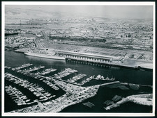 Foto 24x18cm - Luftaufnahme Hafen von Los Angeles mit Terminal Docks Boote 1955