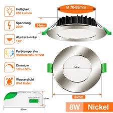 70mm LED Einbaustrahler 8W Spot Einbauleuchten Ultra Flach Deckenstrahler