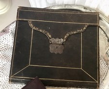 Antik Briefmappe?  Papiermappe Schreibmappe? Mappe Block Petitpoint Leder