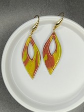 Elegante Ohrringe Rot-Gelb – 18k vergoldet, handgemacht, sommerlichPolymer DIY