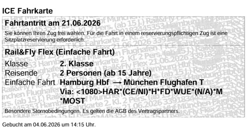 Bahnticket hamburg hbf nach - bahnticket,