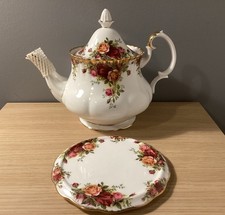 Vintage Royal Albert Old Country Roses Teekanne & Ständer Original 1962 Bone China 1. 