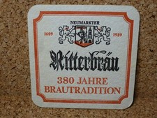 alter Bierdeckel 380 Jahre Ritterbräu Privatbrauerei Neumarkt Österreich