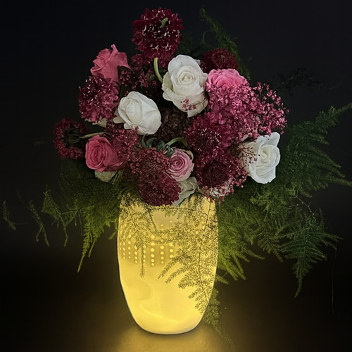 Porzellan vase rund mit led - rund, &