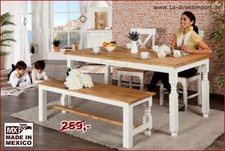 Sitzbank MEXICO Weiß Natur - Landhausstil - Pinie - gedrechselte Beine - 140cm