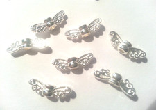 100 Mini Flügel 14mm Schmetterling silber hell Metall kleine Schutzengel basteln