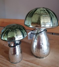 2er Set Pilze grün Glas