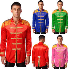 DE Herren Prinz Kostüm Jacke Langarm Satin Mantel Steampunk Cosplay für Karneval