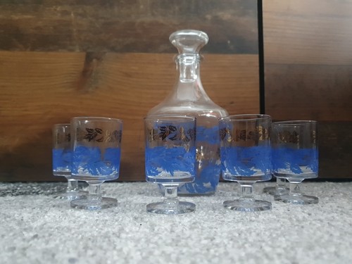 Likörgläser blau gold mit - 6, blau-gold
