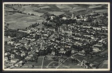 Ansichtskarte Dorfen a. d. Isen, Ortsansicht vom FLugzeug gesehen 