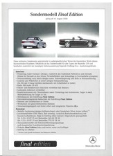 Mercedes SL-Klasse R 129 Final Edition Preisliste 8.2000 - Neuwertiger Zustand 