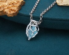 A27 Anhänger Ozean blauer Quarz im Herz eingeschlossen Sterling Silber 925