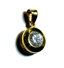 585 Gold 14 K Gelbgold Anhänger Simili Brillant Solitär 0,5 ct. Juwelier