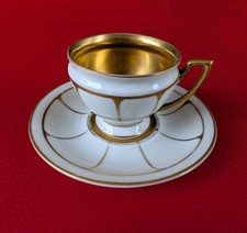 1920-1939 Gebr. Hofmann Sammeltasse Mokka Mocca Gold Art Weiß Athena Tasse Antik