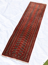 Usbekischer Bukhara Läufer Orientteppich 77x297cm handgeknüpft Wolle Teppich