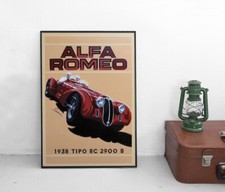 Poster Alfa Romeo 1938 TIPO 8C