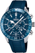 Festina Herrenarmbanduhr F20515/1 Quarz Chronograph Saphirglas 44mm blau