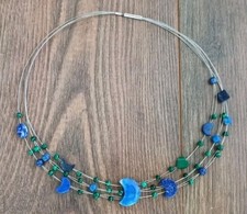 Mehrstrang Mehrreihige Edelstein Collier Haslkette Halsreif Lapislazuli Malachit