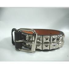 Nietengürtel - Gürtel mit silbernen Pyramidennieten - 2-Reihig -G0045B-1- vegan