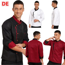 Herren Langarm Bäckerjacke Kochuniform Chef Jacket Coat Stehkrage Kochkleidung 