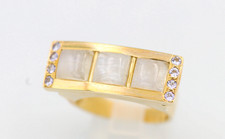 Mondstein-Goldring, massives Gelbgold * Sogni d'Oro * 10g, 9ct Gold 375 , Ø 18 m