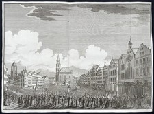 Frankfurt am Main Römer Krönungszug Leopold II Kaiser engraving Kupferstich 1791