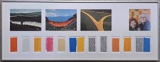 CHRISTO und  Jeanne-Claude - Collage mit Stoffproben und signierter Postkarte