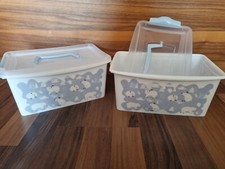2x Aufbewahrungsbox mit Deckel Griff Henkel Clickbox Organizer Eisbär Motiv