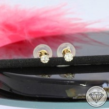 Wert 450 € Solitär Brillant Ohrringe (0,10 carat) in 750 18 Karat Gelb Gold