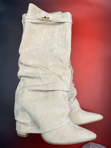 Damen keilabsatz stiefel beige - stiefel,