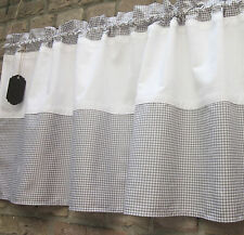 Gardine SHABBY Chic grau weiß LANDHAUS Vichy Karo BISTRO Scheibengardine kariert