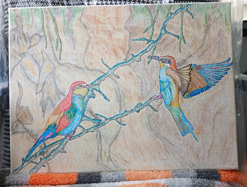 Zeichnung auf leinwand klein - zeichnung, leinwand,