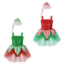 Mädchen Kostüm Glänzend Kleid Grüne Elfen Trikot Balletttanz Outfits Party Mesh