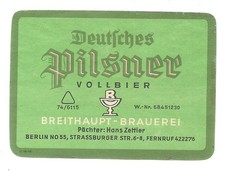 Bieretikett Breithaupt Brauerei Berlin DDR (mit Dreieck)