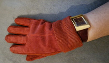 Echtes Leder Handschuhe Gr. L  mit Strickeinsätzen und langem Doppelbündchen