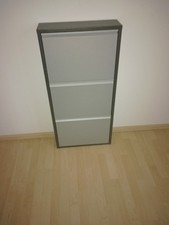 Schuhschrank Metall, 3 Klappen, schwarz-grau, Schmal