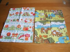 2 Kissenbezüge Kindermotiv Retro ca. 60 x 35 70er Jahre Graziella