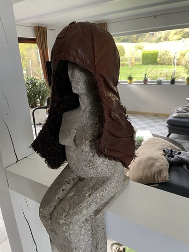 Fliegermütze leder sehr alt - fliegermütze,