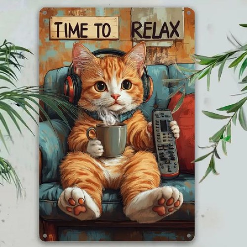 Blechschild katze mit - blechschild,