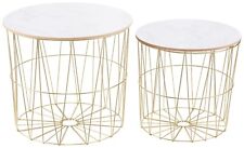 my Flair Ablage Beistell Tisch 2er Set Metall Holz weiß gold 40x40x46cm B-Ware
