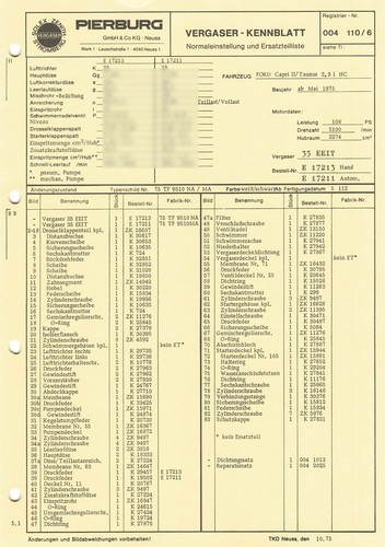 Einstelldaten datenblatt ford - einstelldaten,