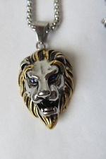 Anhänger Löwen Kopf Silber,Gold,Bicolor und Edelstahl Kette.