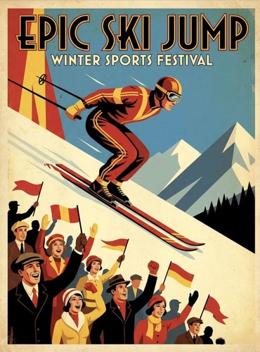 Vintage skispringen alpen - vintage,