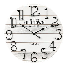 Wanduhr antik, MDF, weiß, Ø