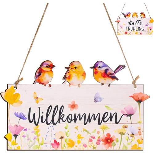 Türschild willkommen holz - willkommen,