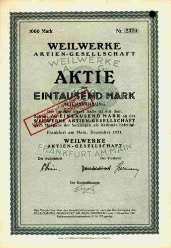 Weilwerke frankfurt 1921 - ag,