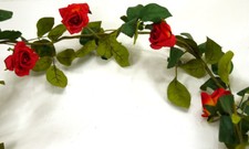 Rosengirlande hellrot L180cm Hochzeit Romantik Deko Kunstblumen große Rosen 