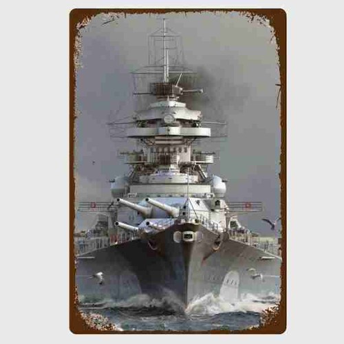 Blechschild ww2 schlachtschiff - blechschild,