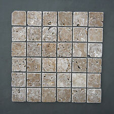 55 Stück Mosaik Travertin Walnuss Noce 5 x 5 x 1 cm inkl. Frachtkosten